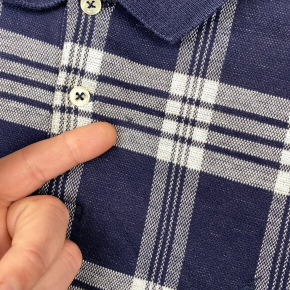 Vintage Polo Ralph Lauren Polo Shirt Mens XXL Navy White Windowpane Check Rare - Picture 5 of 12